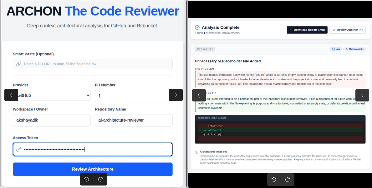Preview for Archon: AI Code Reviewer